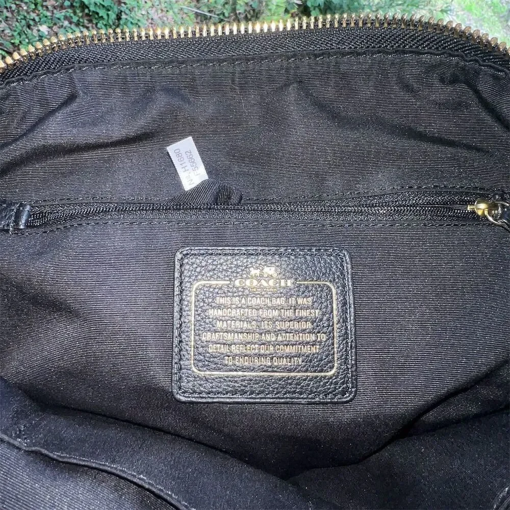 COACH Black Leather Satchel Shoulder Bag w Gold Hardware & Detachable Strap